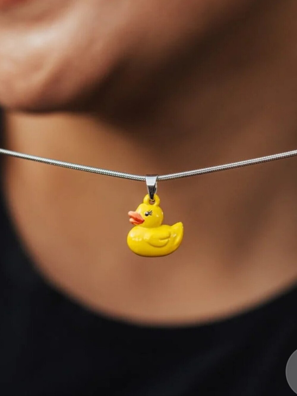 ZOX YELLOW DUCK NECKLACE #616 SILVER LUCKY RUBBER DUCKY NEW COLLECTIBLE Sold Out